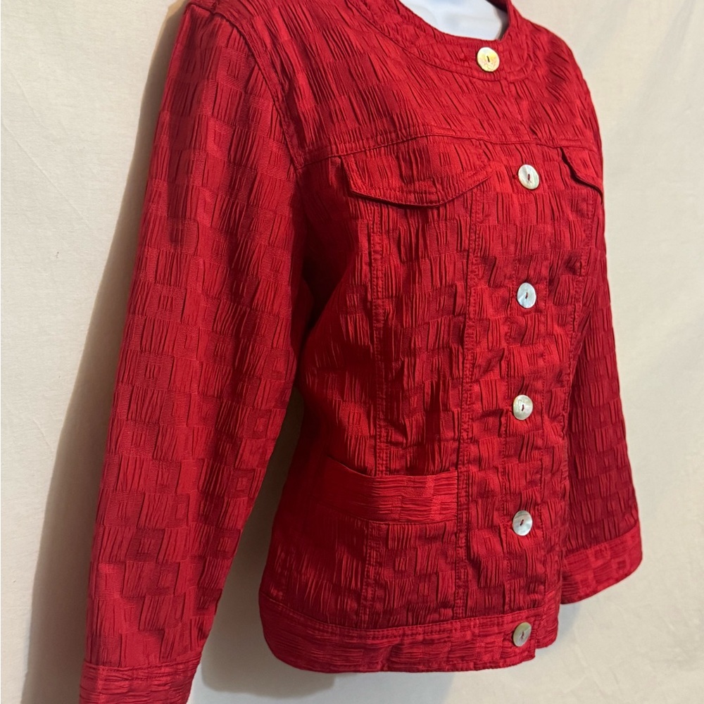B-286 Ruby Rd. Red 3/4 Sleeve Button Front Suit J… - image 6